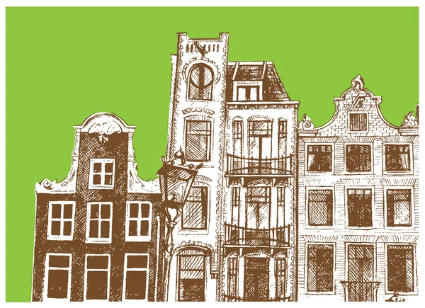 Amsterdam house drawing. Vector illustration