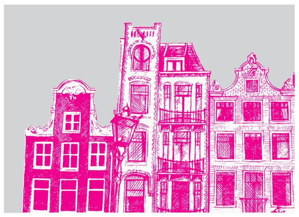 Amsterdam house drawing. Vector illustration
