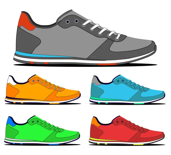 Set of stylish sneakers for training — Stock Vector