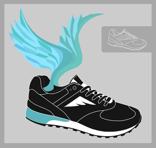 Stijlvolle sneakers met vleugels — Stockvector