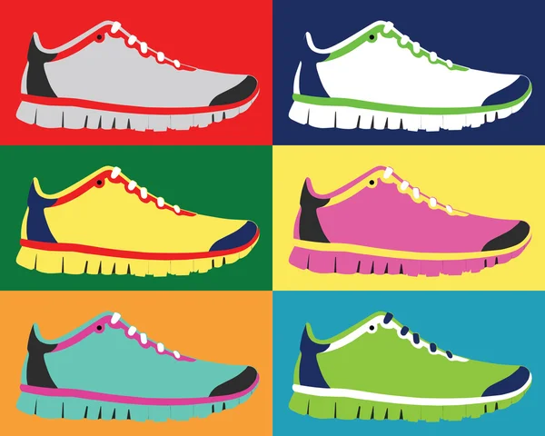 Set of stylish sneakers for training — Stock Vector