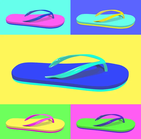 Set dari Flip Flops yang nyaman - Stok Vektor