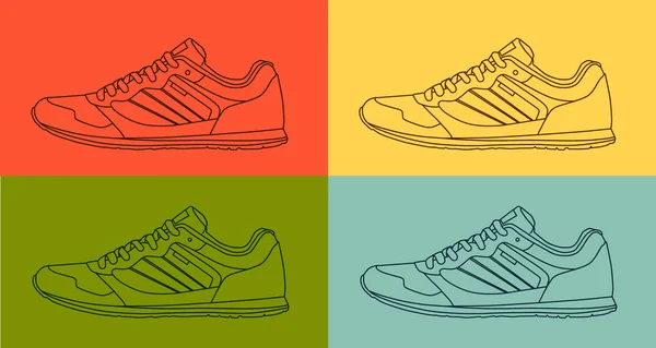 Set of stylish sneakers for training — Stock Vector