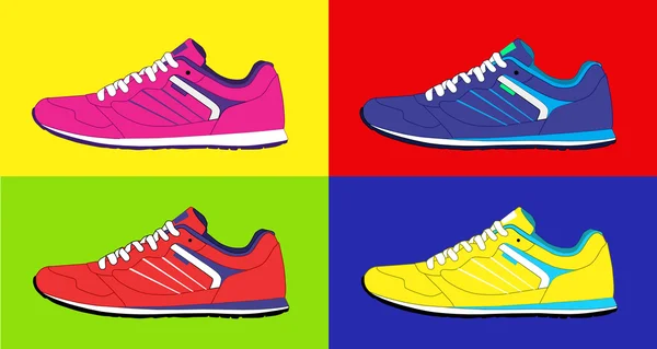 Set of stylish sneakers for training — Stock Vector