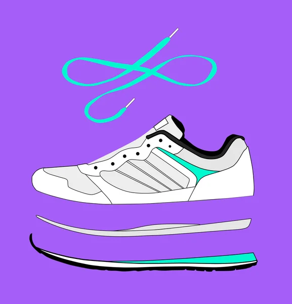 Delen van stijlvolle sneaker voor hardlopen — Stockvector