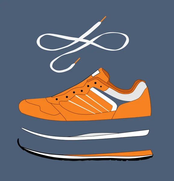 Parts of stylish sneaker for running — Stock Vector