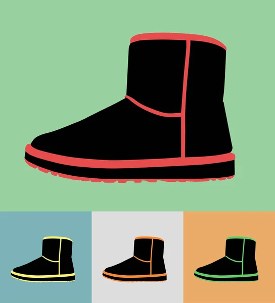 Collection of fashion ugg boots — Stock Vector