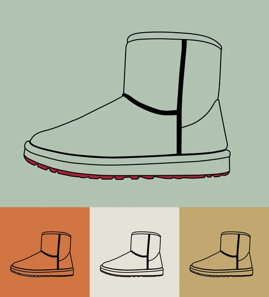 Collection of fashion ugg boots — Stock Vector