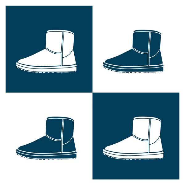 Conjunto de botas ugg de moda — Vector de stock