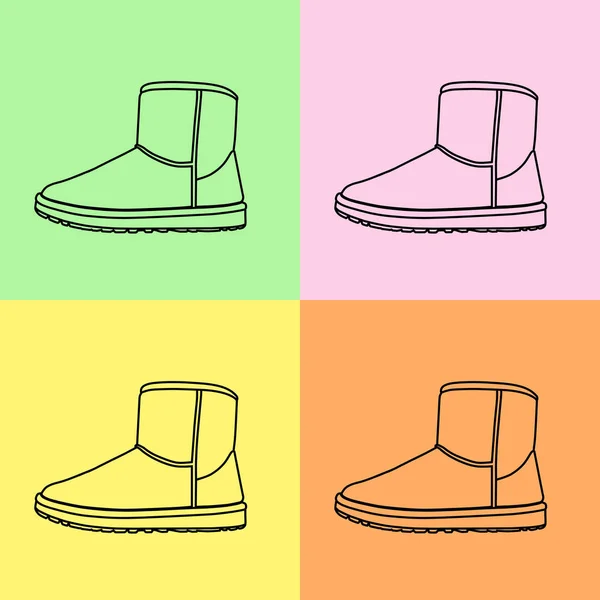 Ensemble de bottes ugg de mode — Image vectorielle