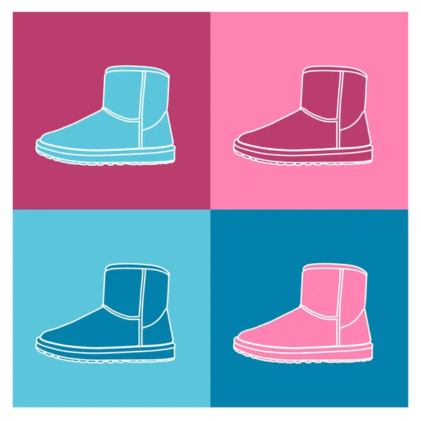 Conjunto de botas de moda ugg — Vetor de Stock