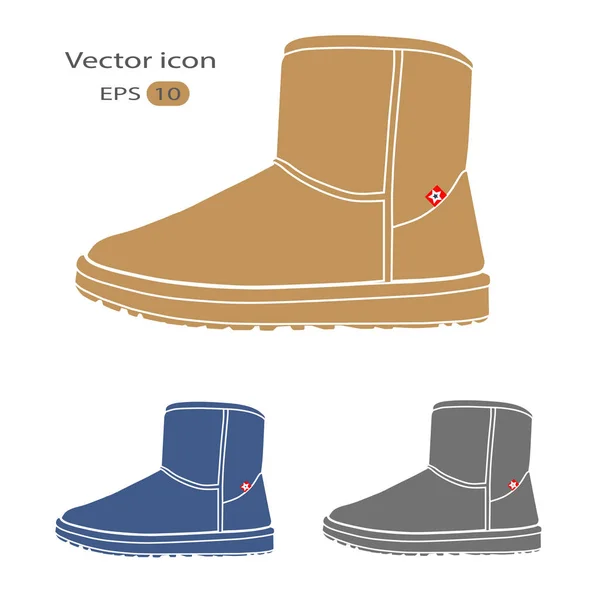 Collection of fashion ugg boots - Stok Vektor