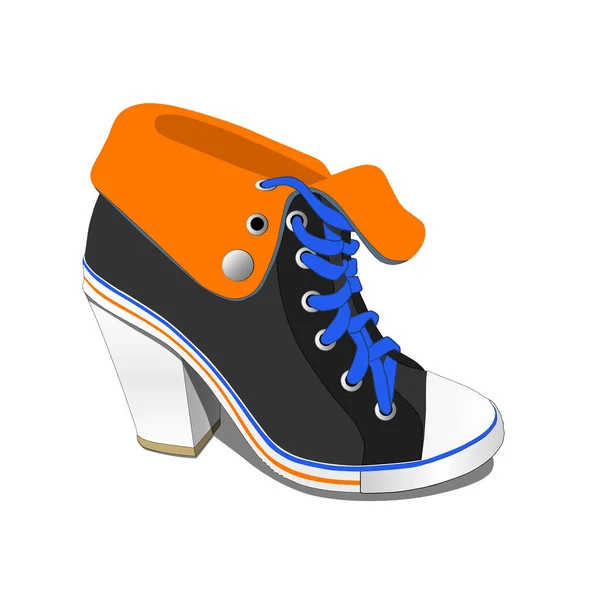 Zapatilla femenina con tacón — Vector de stock
