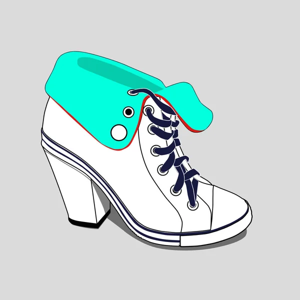 Zapatilla femenina con tacón — Vector de stock