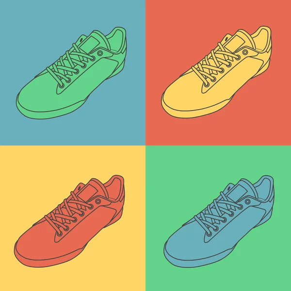 Set of casual sneakers — Stock Vector