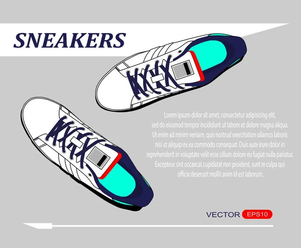 Casual sneakers met veters — Stockvector