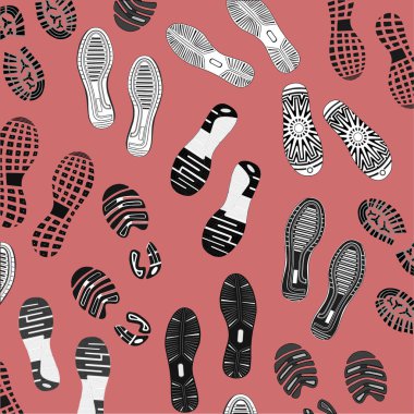 Klasik spor ayakkabı ayak izleri