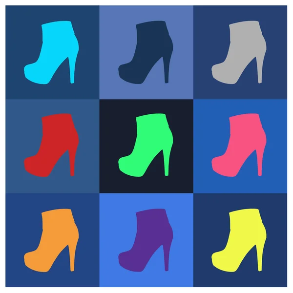 Botas de tacón alto femeninas de moda — Vector de stock