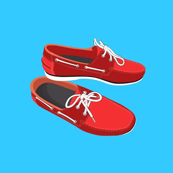 Male boat shoes with laces — Stock Vector