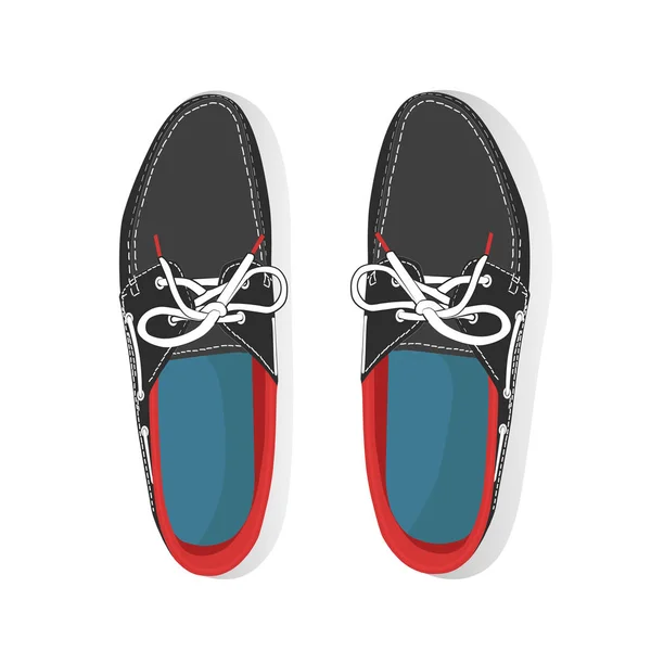 Chaussures bateau homme avec lacets — Image vectorielle