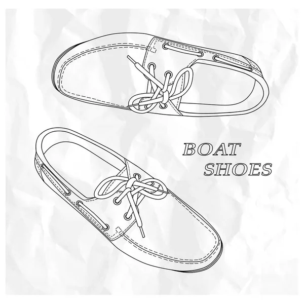 Sapatos de barco masculino com atacadores —  Vetores de Stock