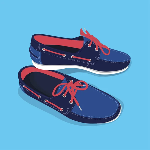 Zapatos de barco masculino con cordones — Vector de stock