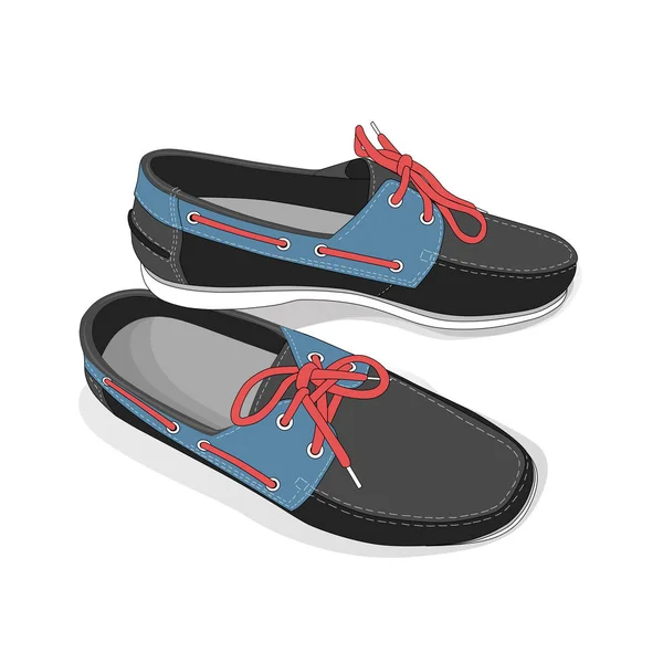 Zapatos de barco masculino con cordones — Vector de stock