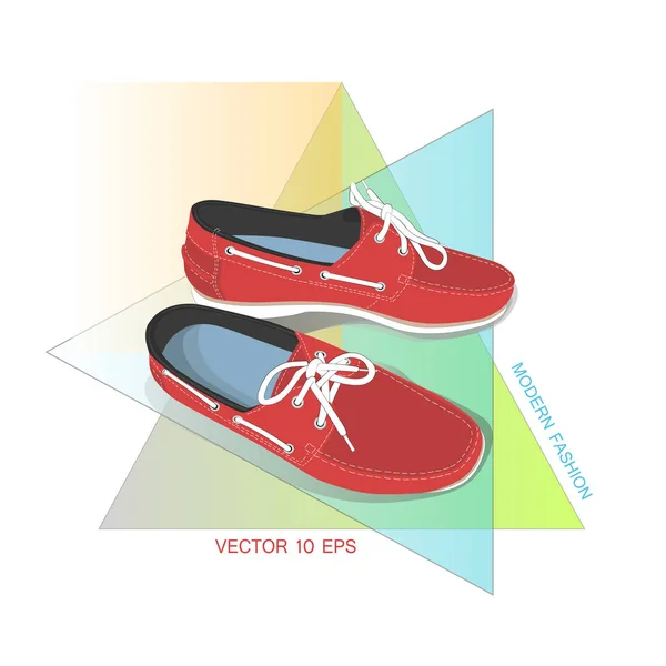 Zapatos de barco masculino con cordones — Vector de stock