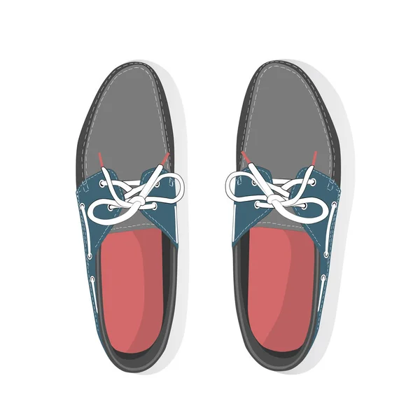 Manliga båt skor med skosnören — Stock vektor