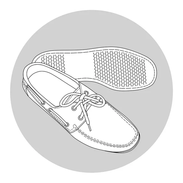 Manliga båt skor med skosnören — Stock vektor