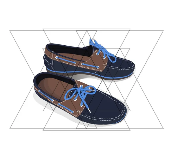 Zapatos de barco masculino con cordones — Vector de stock