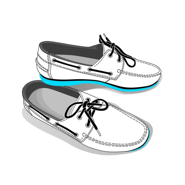 Zapatos de barco masculino con cordones — Vector de stock