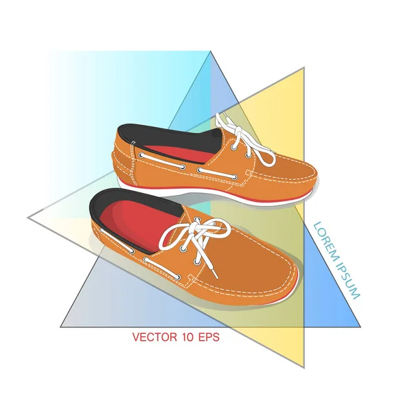 Zapatos de barco masculino con cordones — Vector de stock