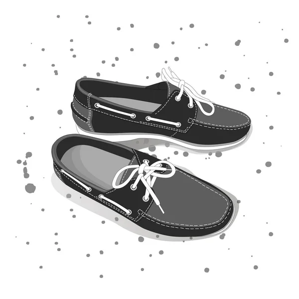 Male boat shoes with laces — Stock Vector