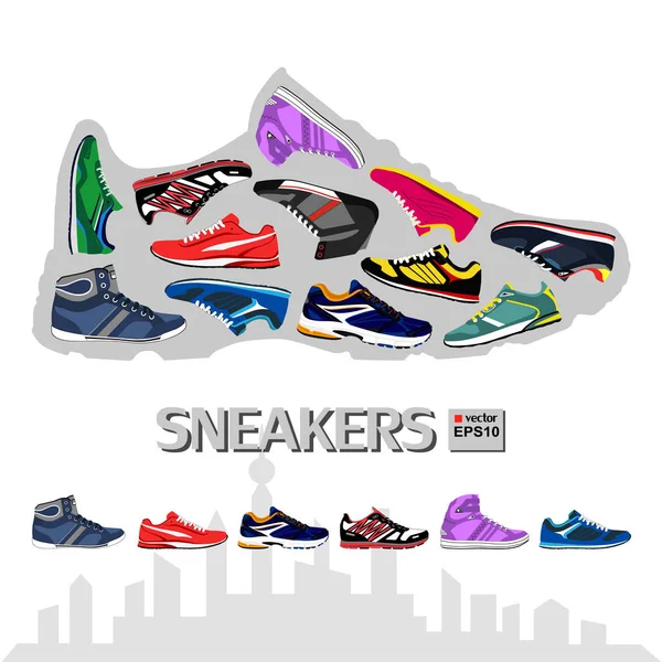 Snygga sneakers för löpning — Stock vektor