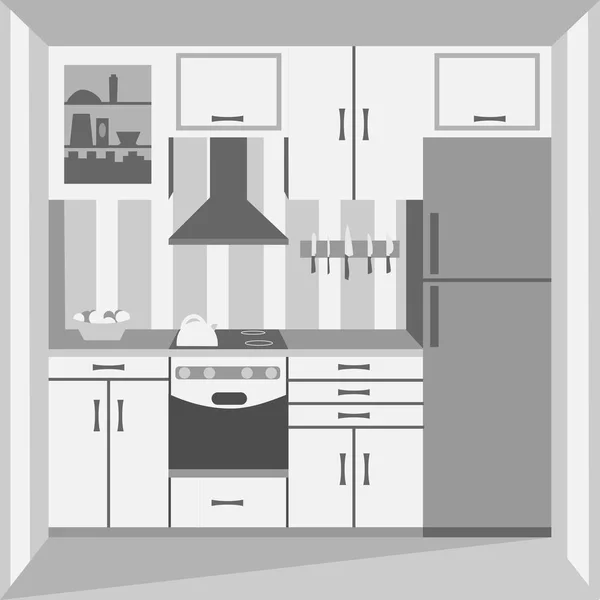 Kök med ugn och kylskåp — Stock vektor