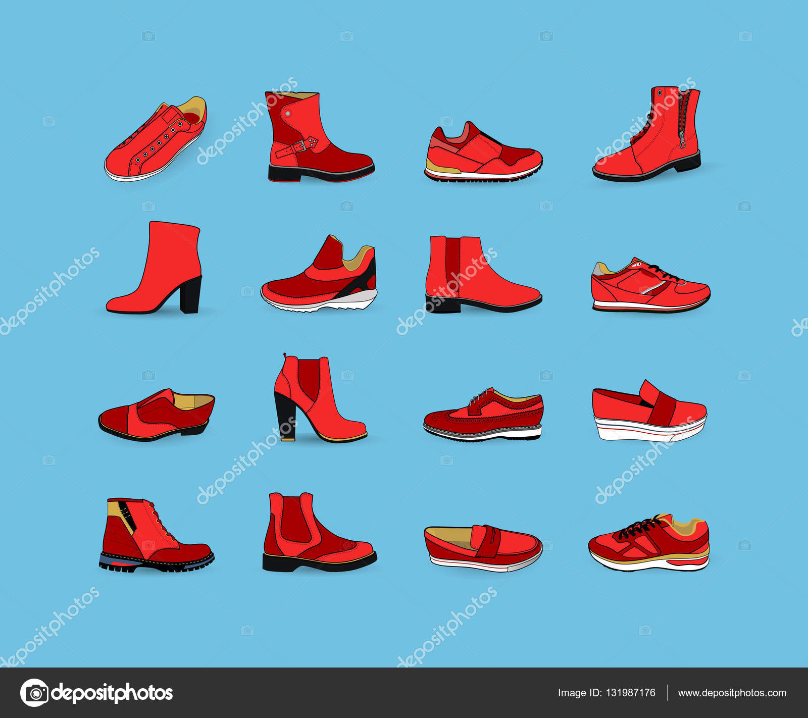 Verschillende soorten trend schoenen stockvector door maxbax