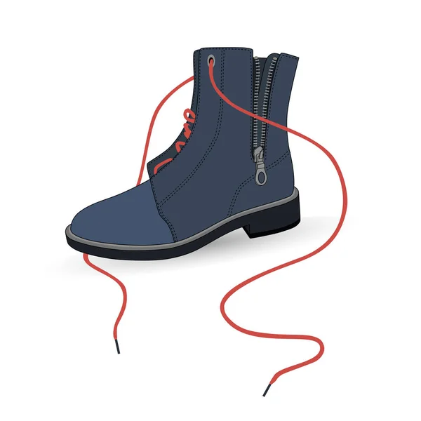 Зимовий чоловічий черевик з мереживами — стоковий вектор