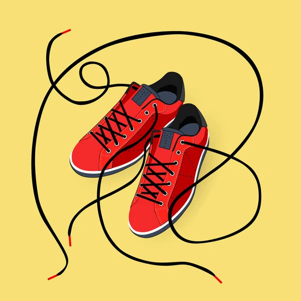 Sneakers with long laces — Stock Vector