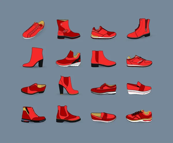 異なったタイプのトレンド靴 — ストックベクタ