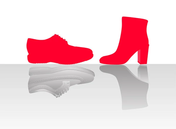 Zapato clásico masculino con bota femenina — Vector de stock