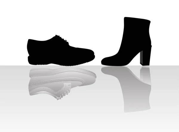 Manliga klassisk sko med kvinnliga boot — Stock vektor
