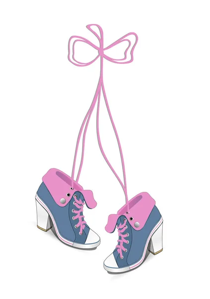 Female sneakers with long laces — Stock Vector