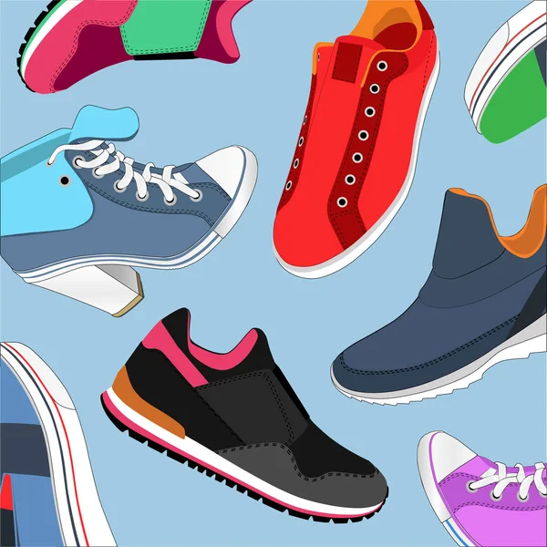 Modelos de zapatos deportivos — Vector de stock