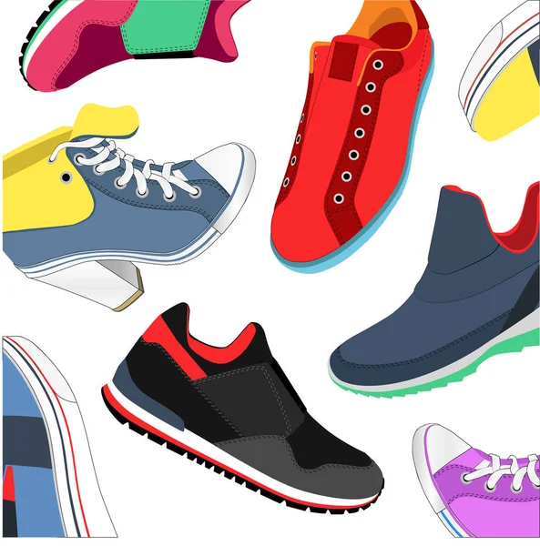 Modelos de zapatos deportivos — Vector de stock