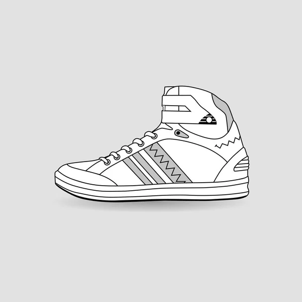Dibujo boceto de zapatilla cómoda para el entrenamiento — Archivo Imágenes Vectoriales