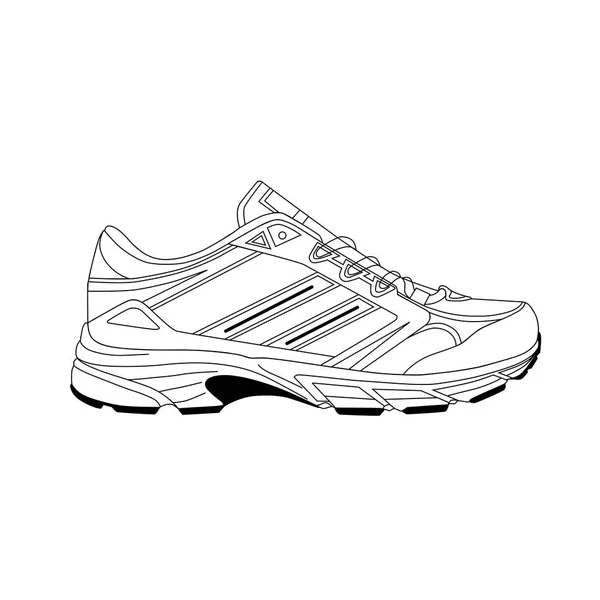 Menggambar sketsa sepatu kets yang nyaman untuk pelatihan - Stok Vektor