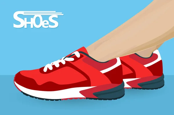Femmes pied dans des chaussures de sport — Image vectorielle