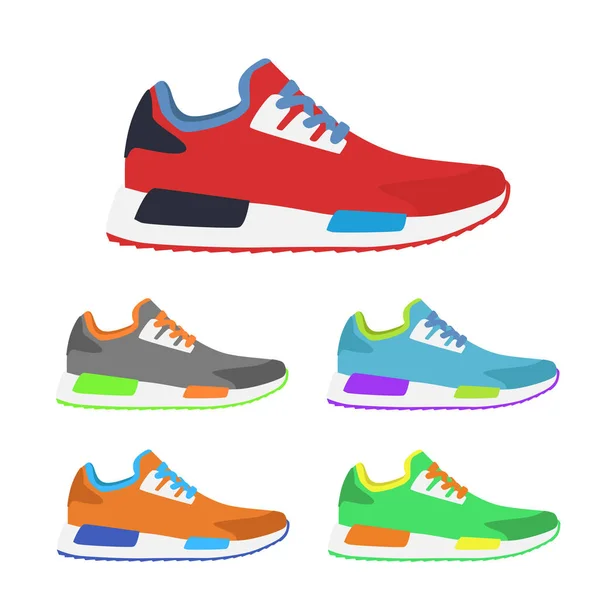 Set of stylish sneakers for training — Stock Vector