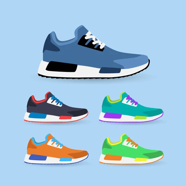 Set of stylish sneakers for training — Stock Vector